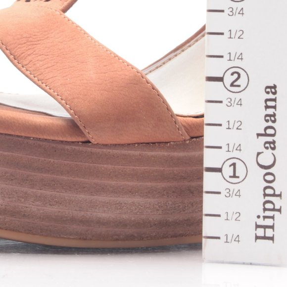 Gianni Bini Platform Wedge Leather Sandal Women10M Brown - Picture 14 of 16